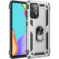 Tech Armor Ring Stand Grip Case with Metal Plate for Samsung Galaxy A02S (Silver)